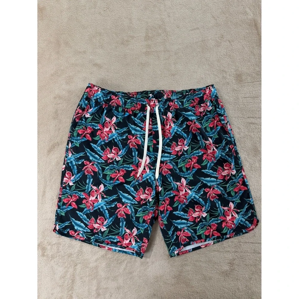 Fair Harbor Swim trunks Shorts Men's XL Colorful Botanical Print AOP Lined EUC